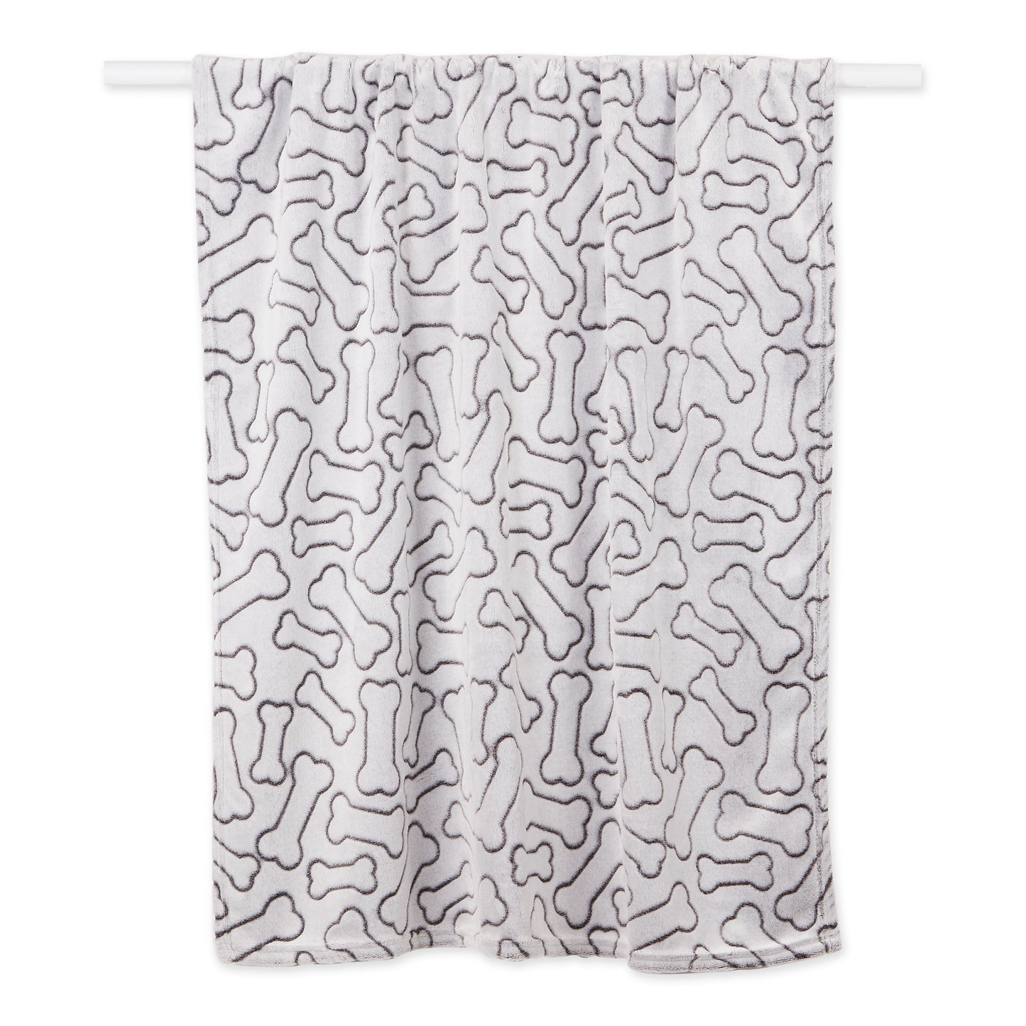 Bone Dry Fleece Pet Blanket, Embossed Bone Print, Black - 36x48"