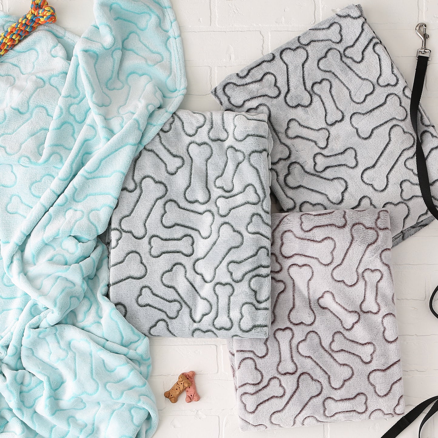 Black Embossed Bone Print Pet Blanket