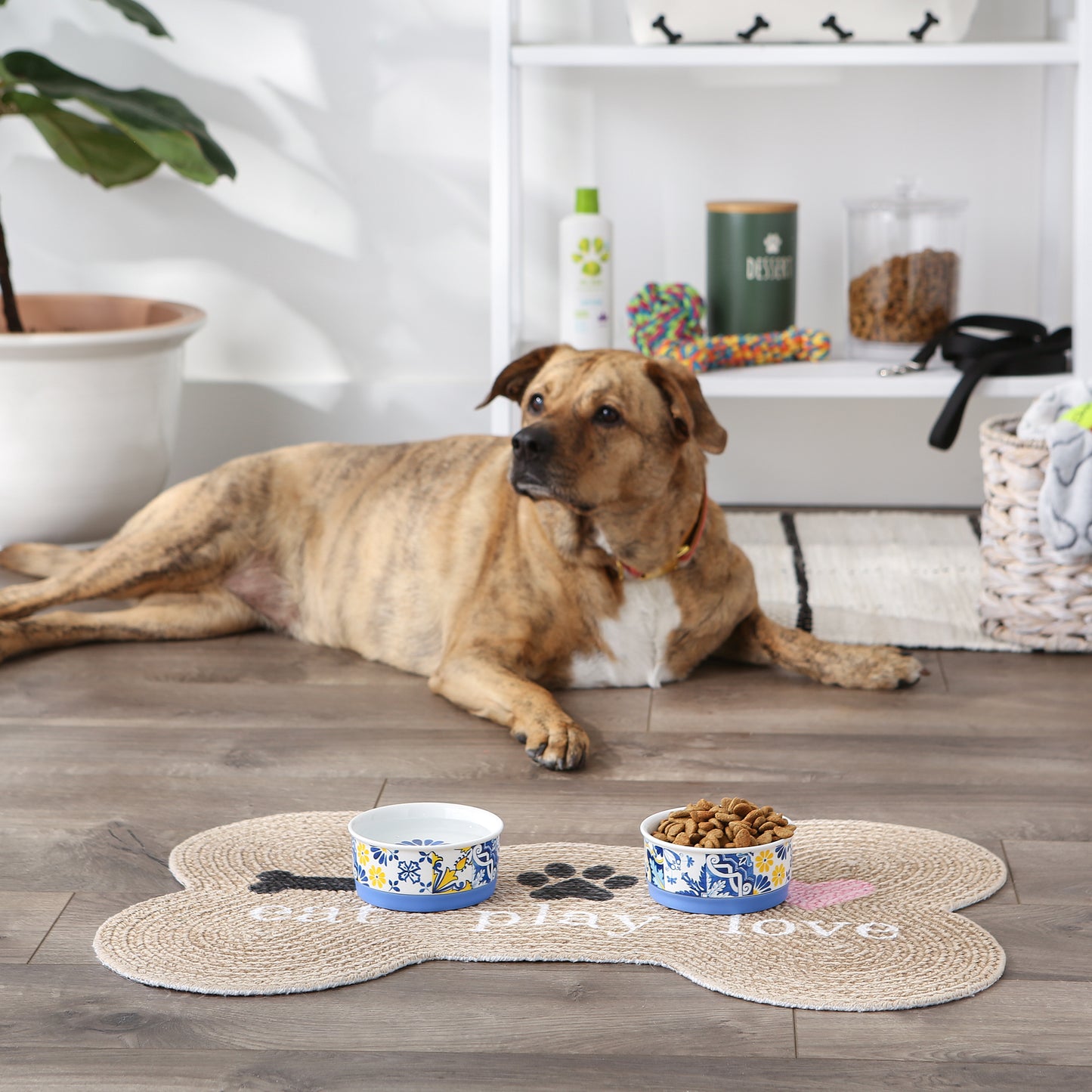 Pet Bowl Portuguese Azulejos Small 4.25Dx2H Set of 2