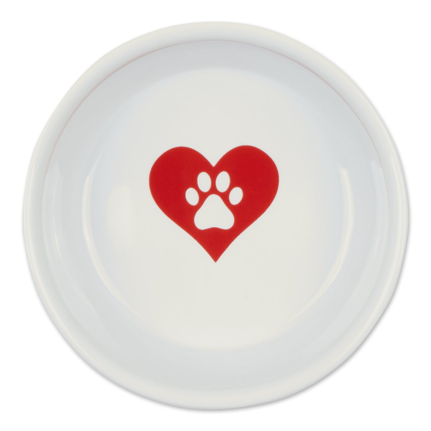 Pet Bowl Heart Paw Small 4.25Dx2H Set of 2