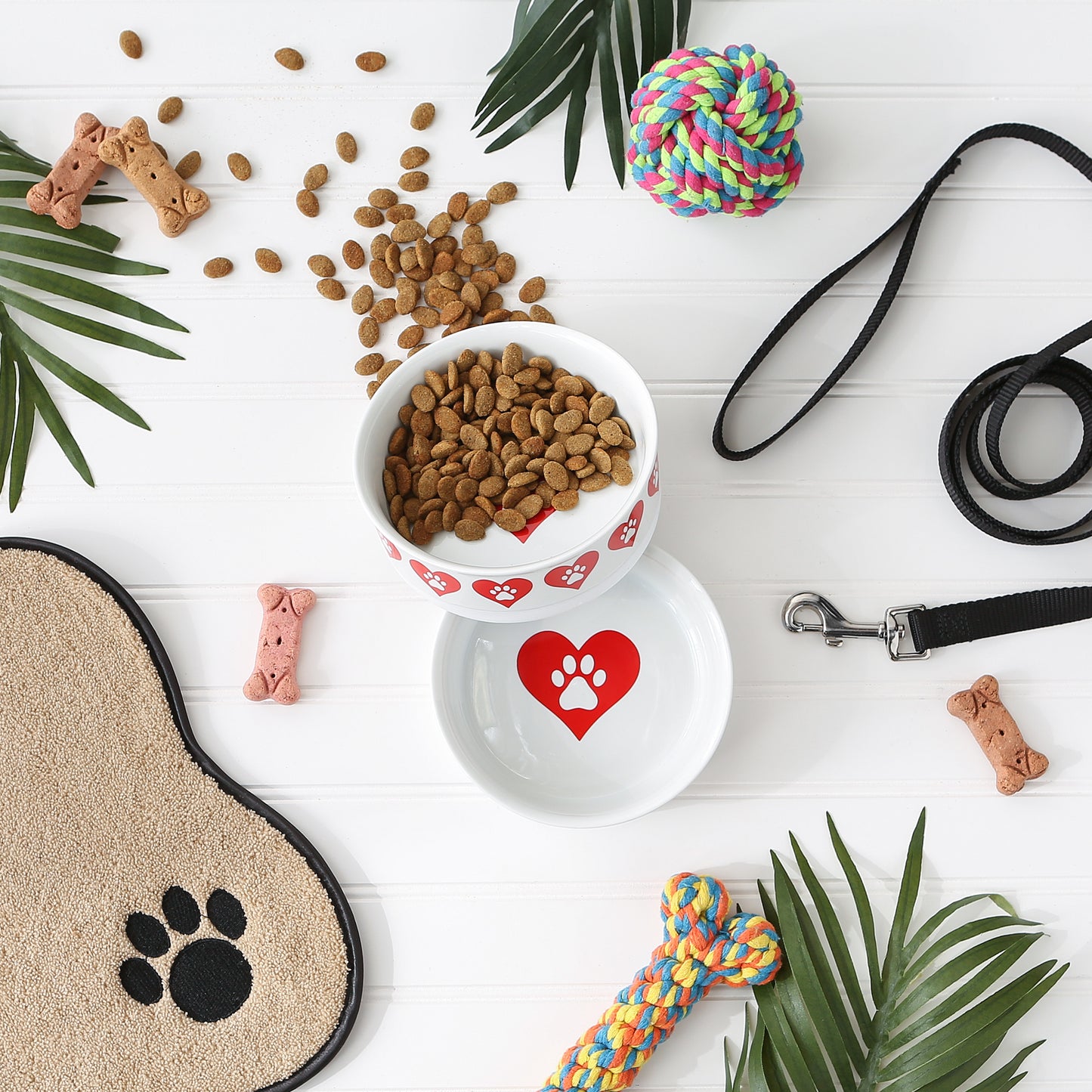 Heart Paw Pet Bowl Set/2, Medium - 1.5 C Capacity