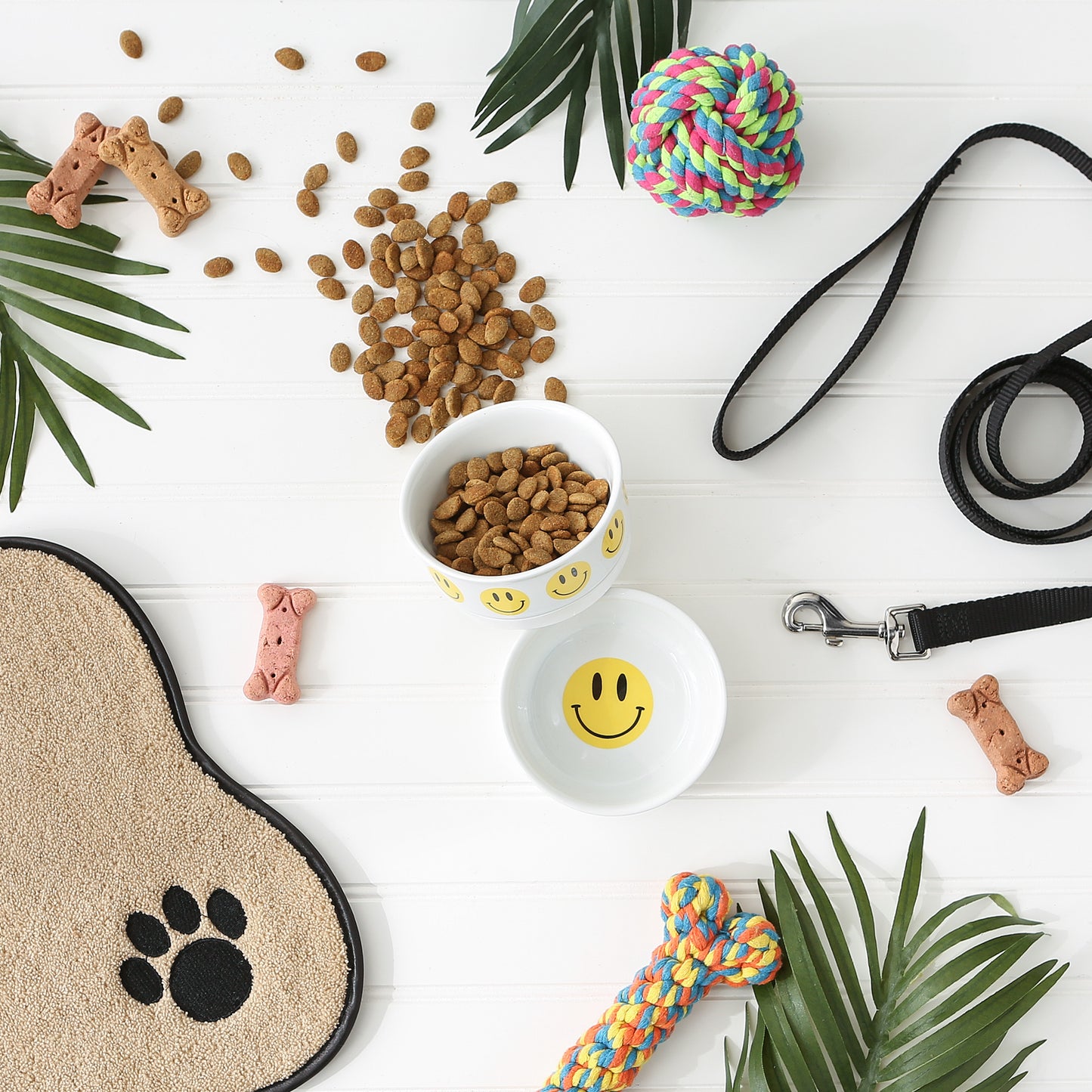 Smiley Face Pet Bowl Set/2, Small - 3/4 C Capacity