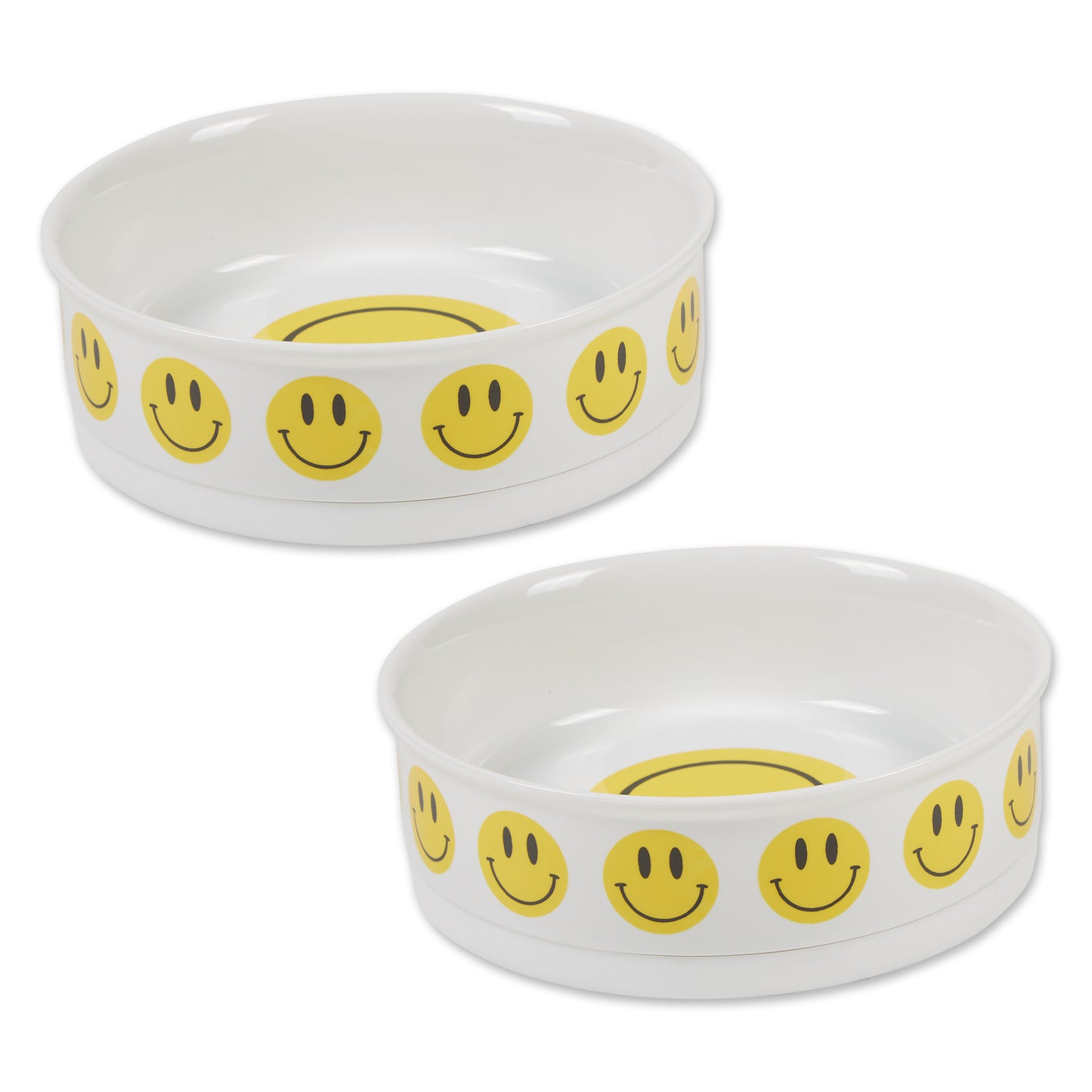 Smiley Face Pet Bowl Set/2, Large 3.75 C. Capacity