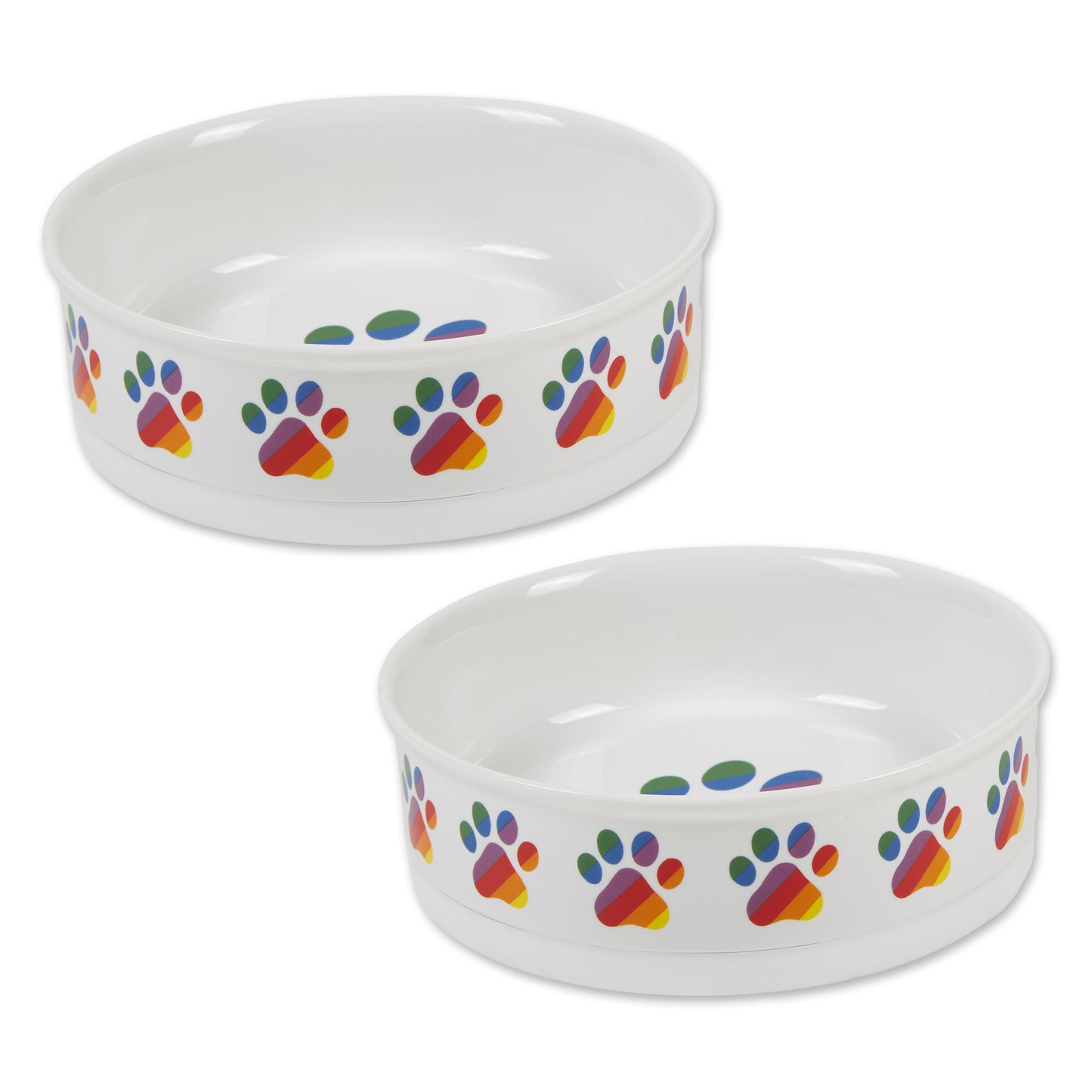 Rainbow Paw Pet Bowl Set/2, Large 3.75 C. Capacity