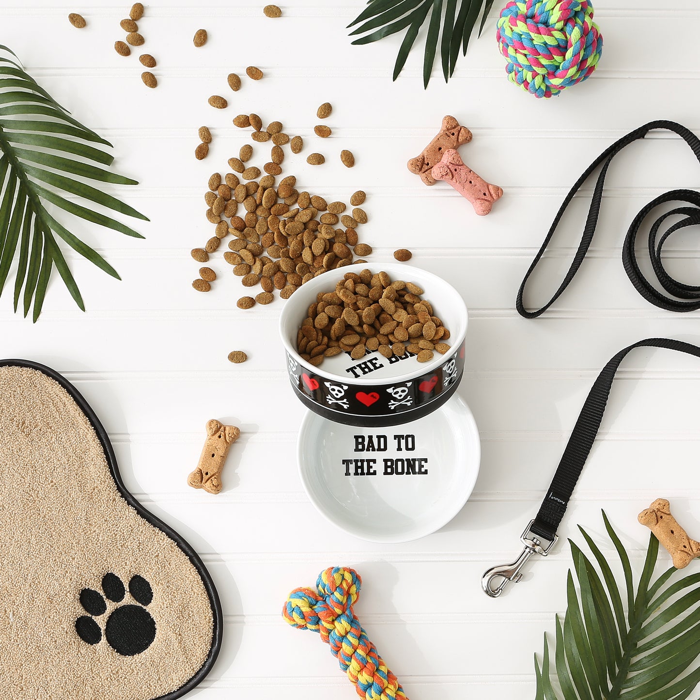 Pet Bowl Bad To The Bone Medium 6Dx2H Set of 2