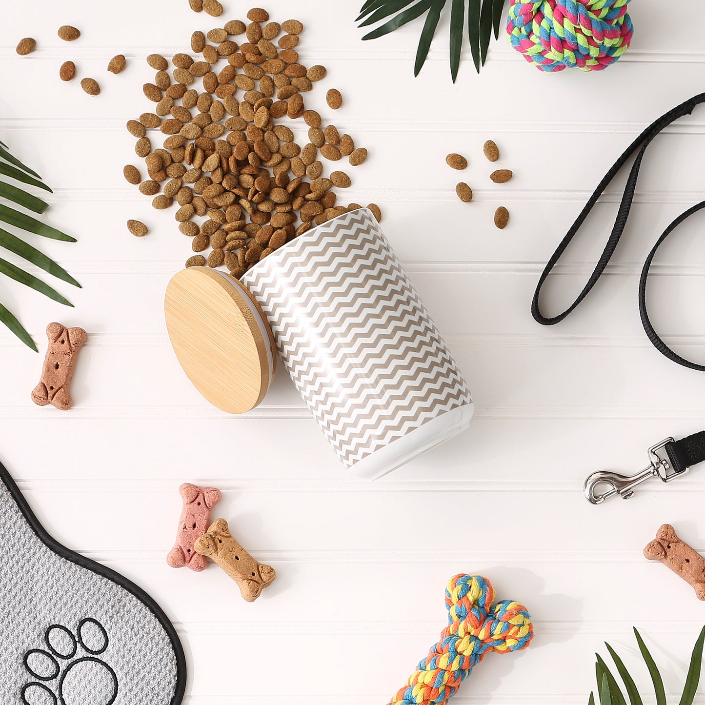 Stone Chevron Ceramic Treat Canister