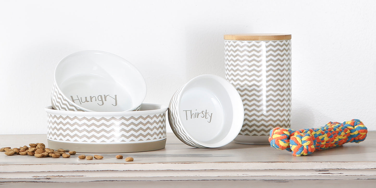 Stone Chevron Ceramic Treat Canister