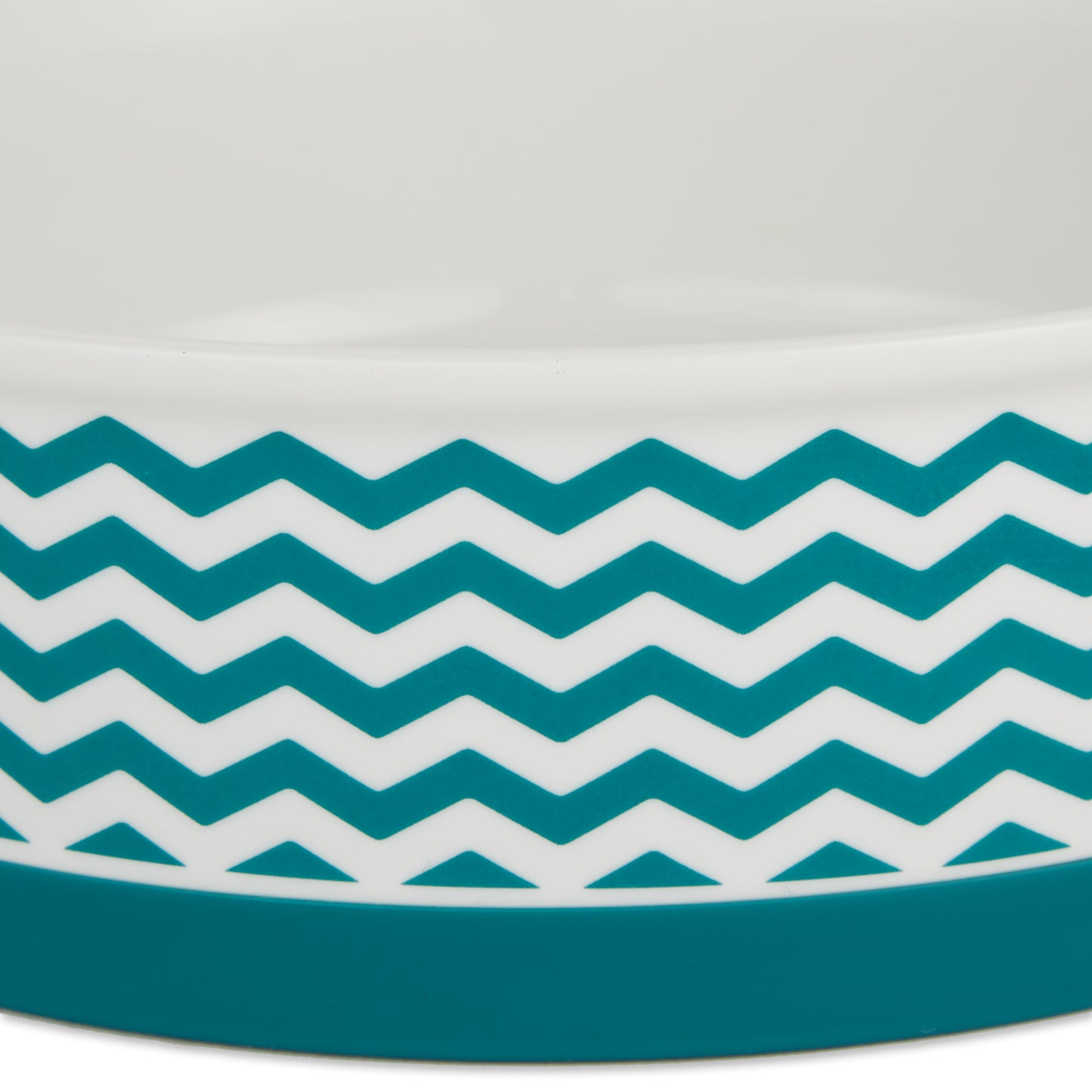 Teal Chevron Pet Bowl Set of 2, Large 3.75 C. Capacity