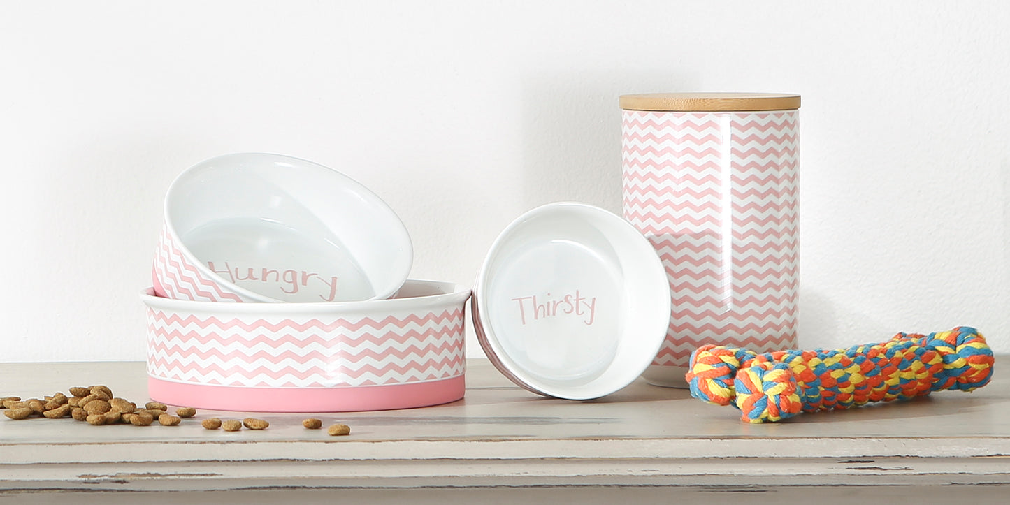 Pink Chevron Ceramic Treat Canister