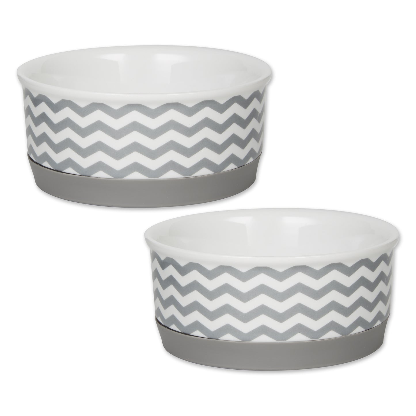 Gray Chevron Pet Bowl Set of 2, Small - 3/4 C Capacity