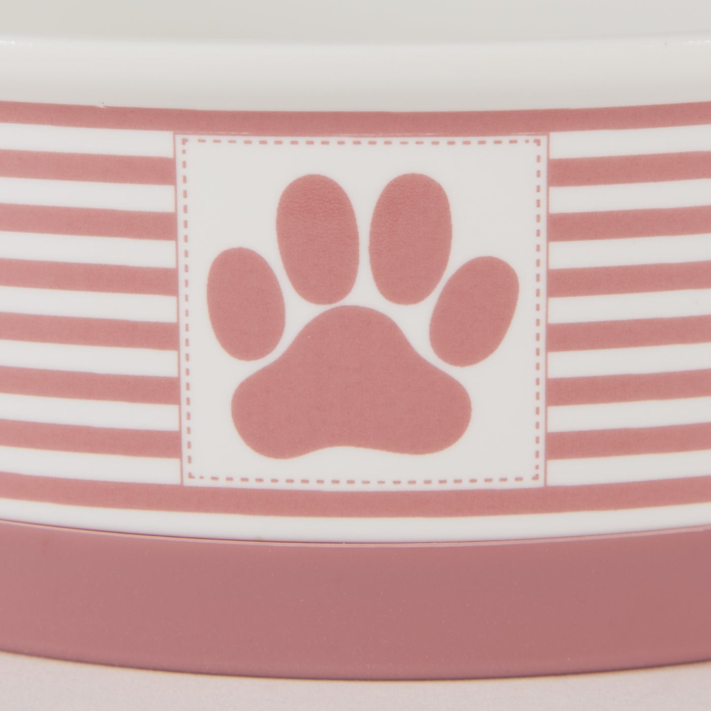 Rose Striped Paw Patch Pet Bowl Set/2, Large 3.75 C. Capacity