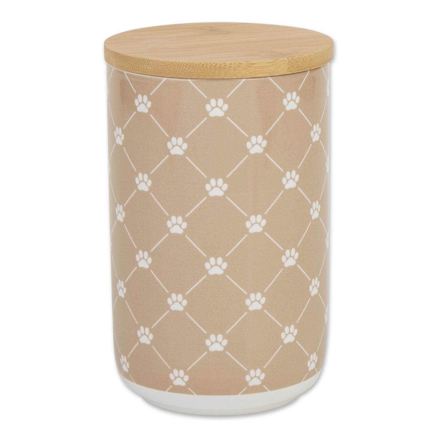 Taupe Trellis Paw Ceramic Treat Canister