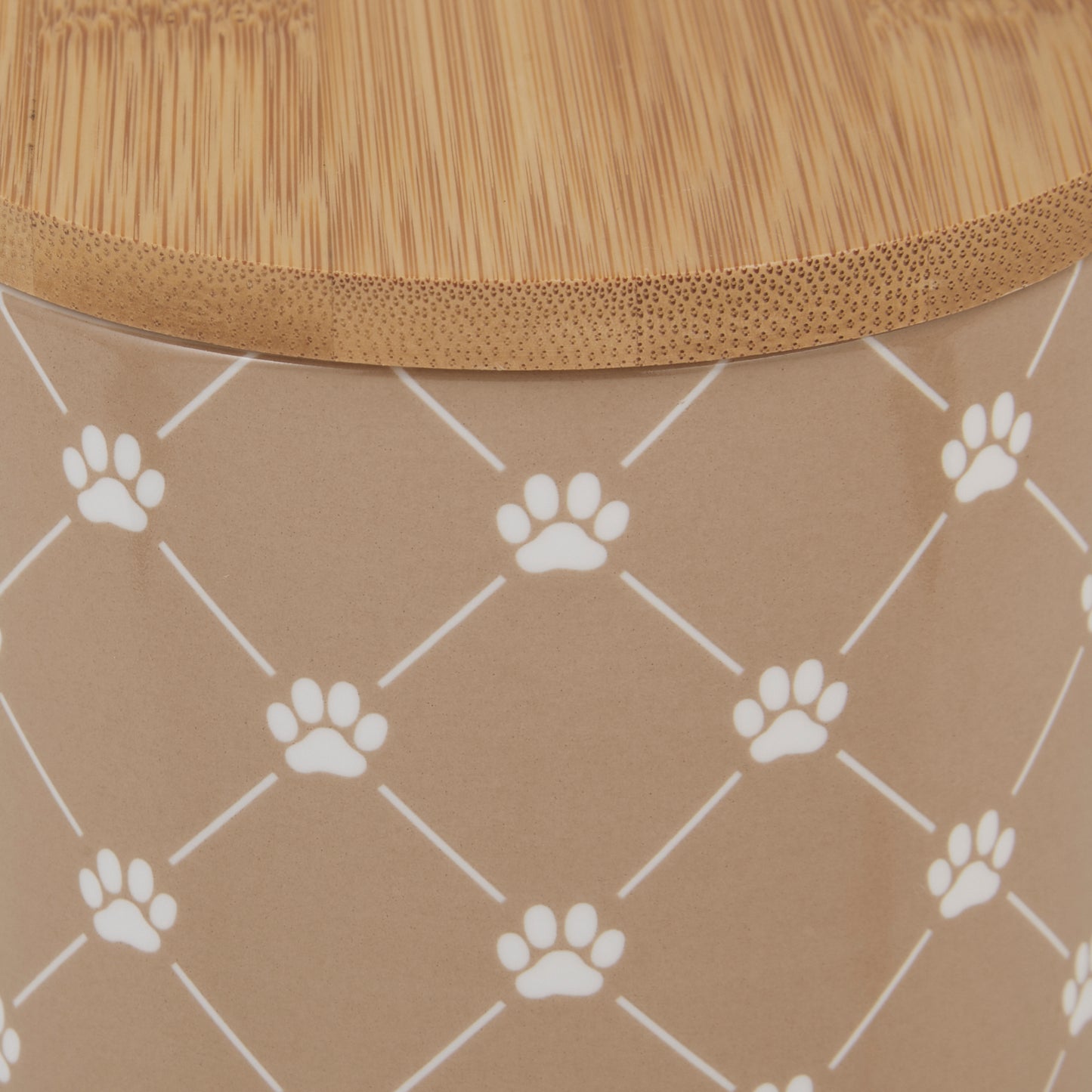 Taupe Trellis Paw Ceramic Treat Canister
