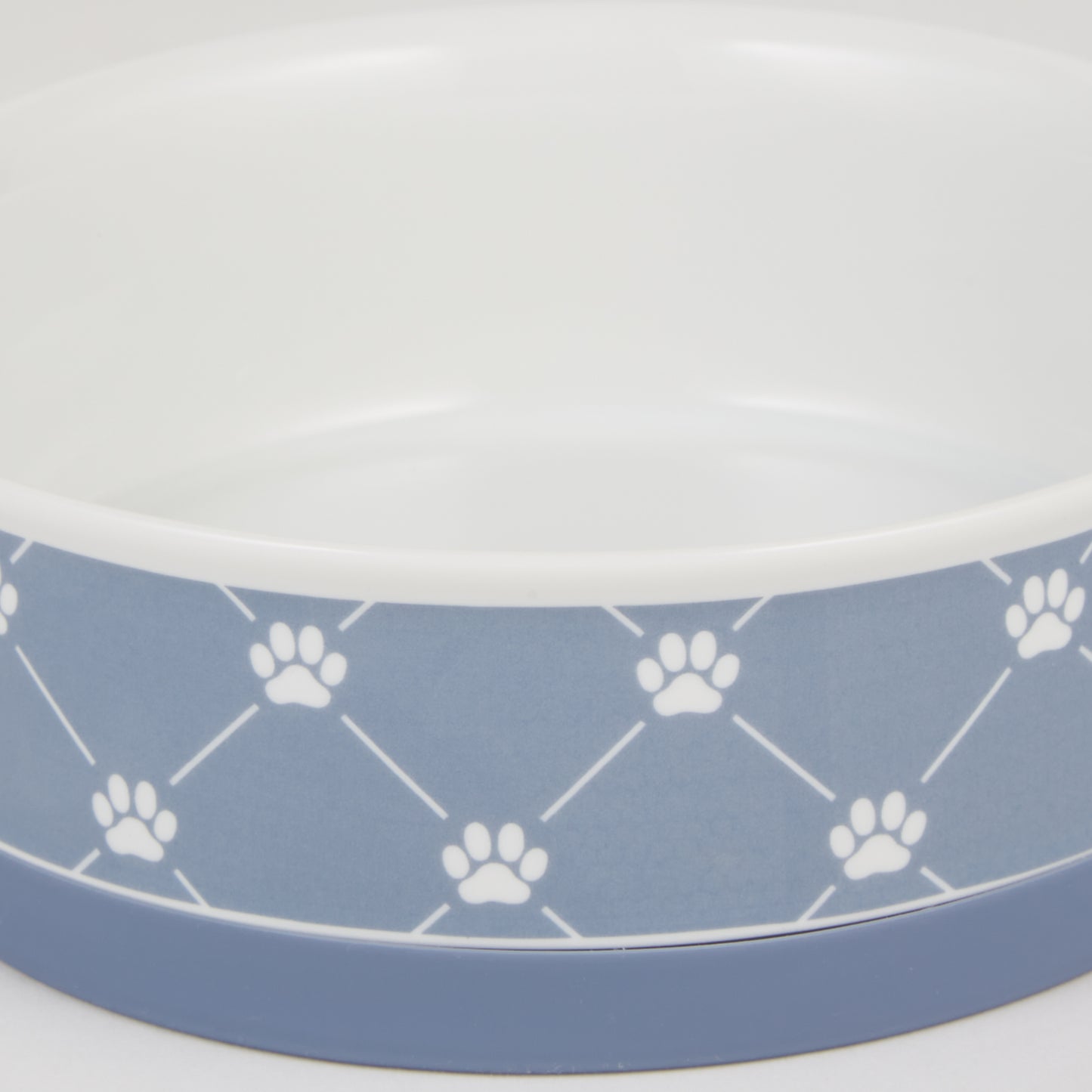 Stonewash Blue Trellis Paw Print Pet Bowl Set/2, Large 3.75 C. Capacity