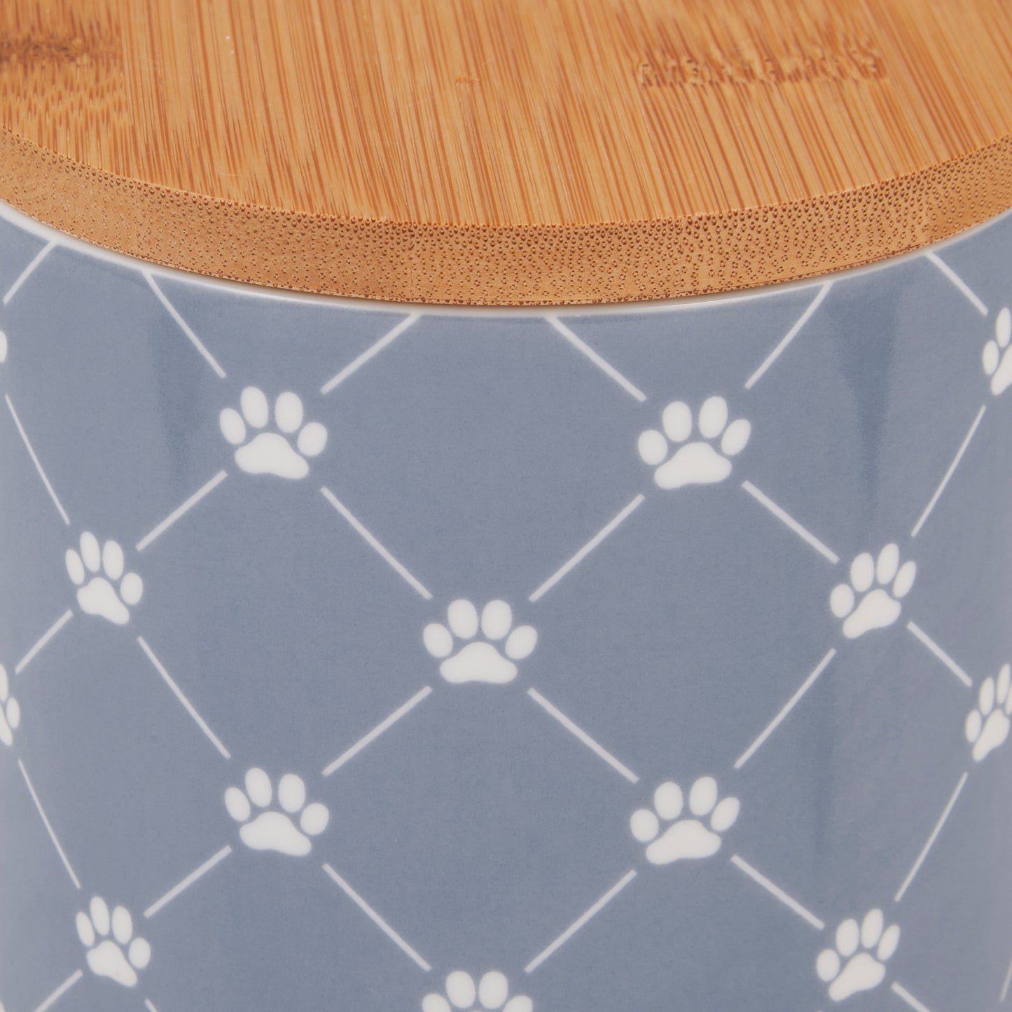 Stonewash Blue Trellis Paw Ceramic Treat Canister