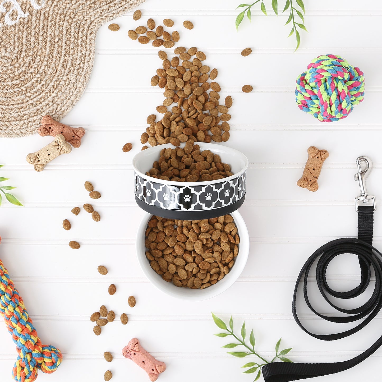 Pet Bowl Lattice Black Medium 6Dx2H Set of 2