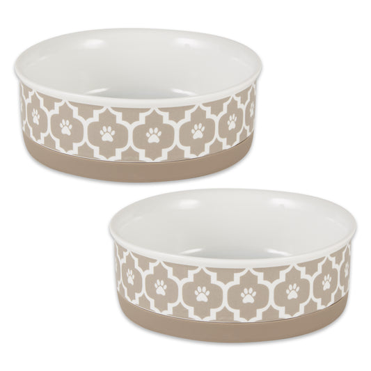 Pet Bowl Lattice Stone Medium 6Dx2H Set of 2