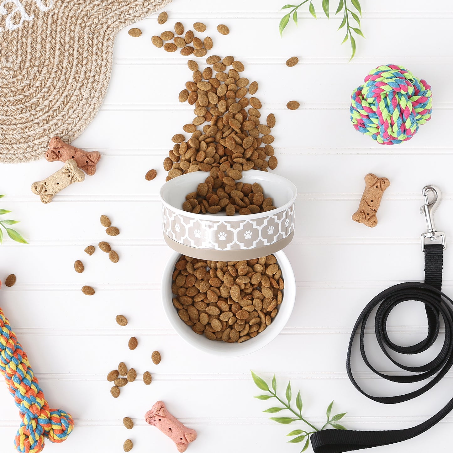 Pet Bowl Lattice Stone Medium 6Dx2H Set of 2
