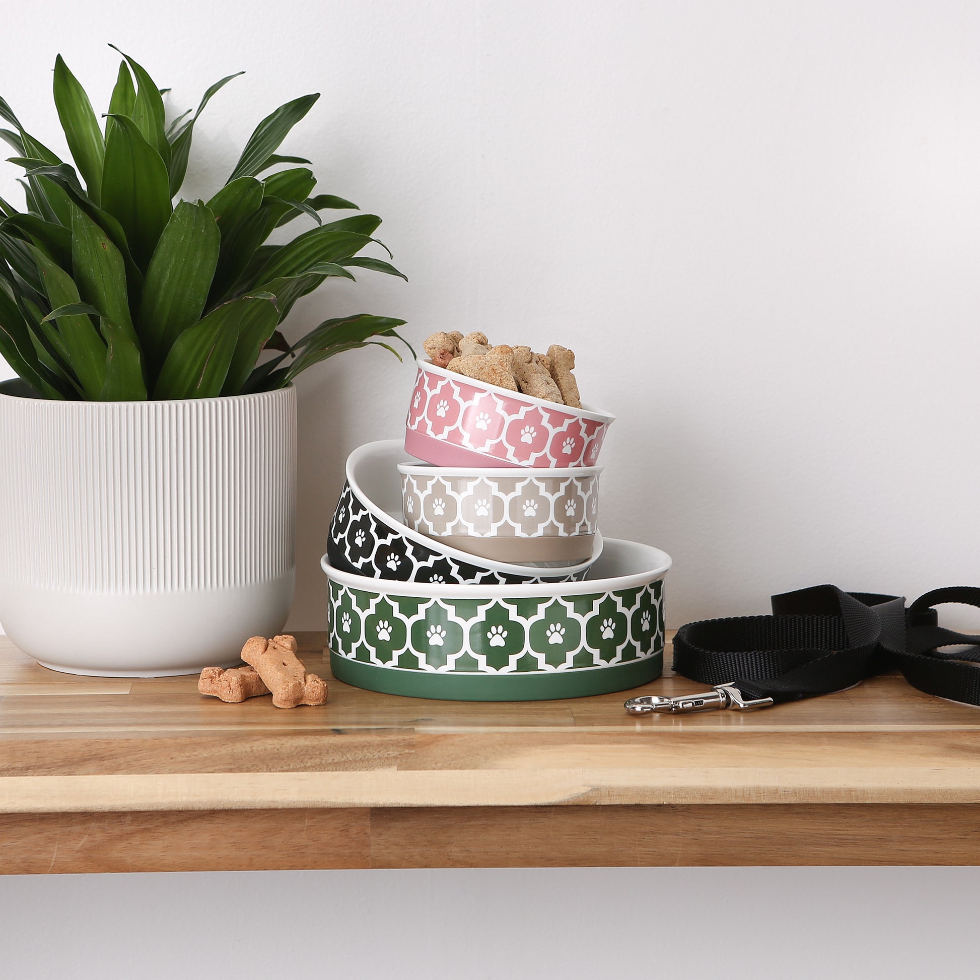 Pet Bowl Lattice Rose Large 7.5Dx2.4H Set of 2
