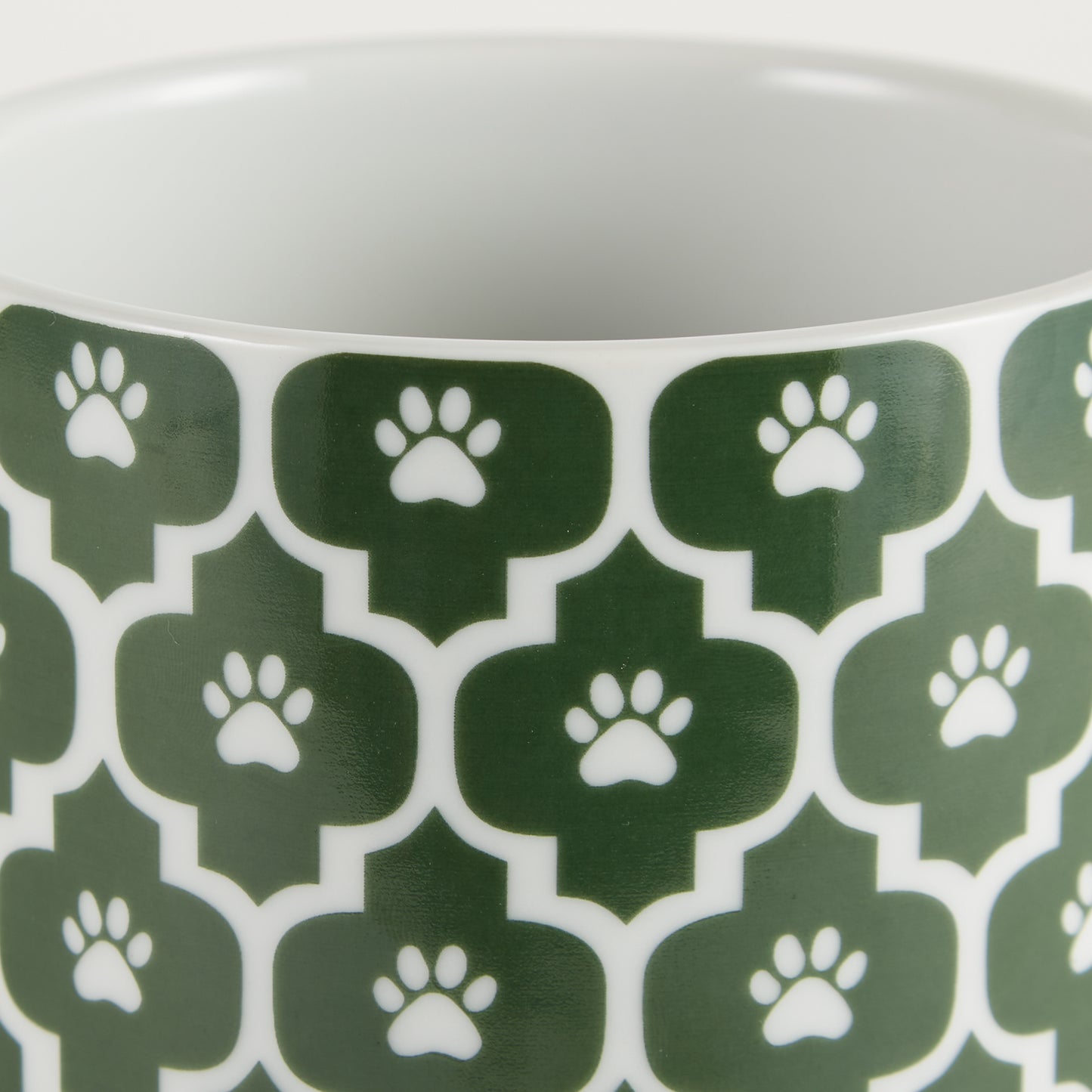 Hunter Green Lattice Paw Print Pet Treat Canister - 4.5 Cup Capacity