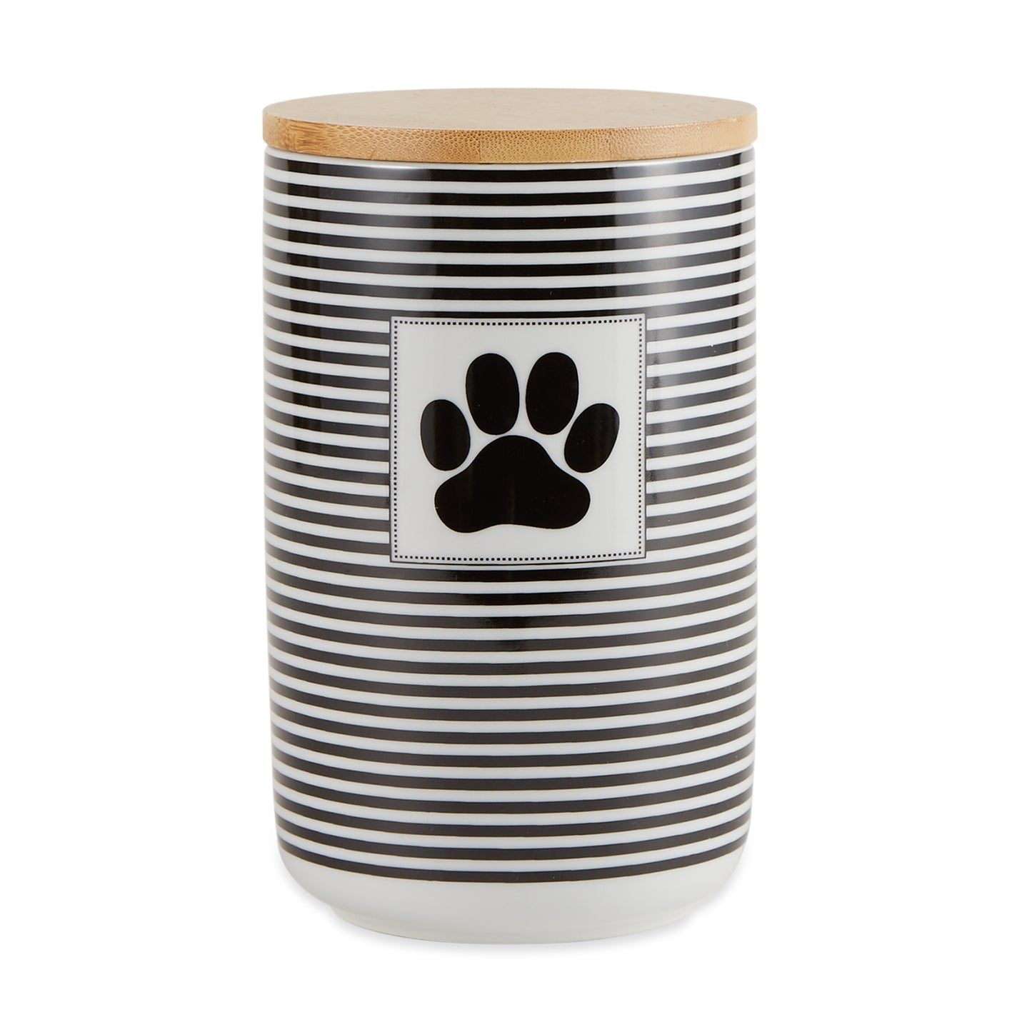 Black Striped Paw Patch Pet Treat Canister, 4.5 Cup Capacity