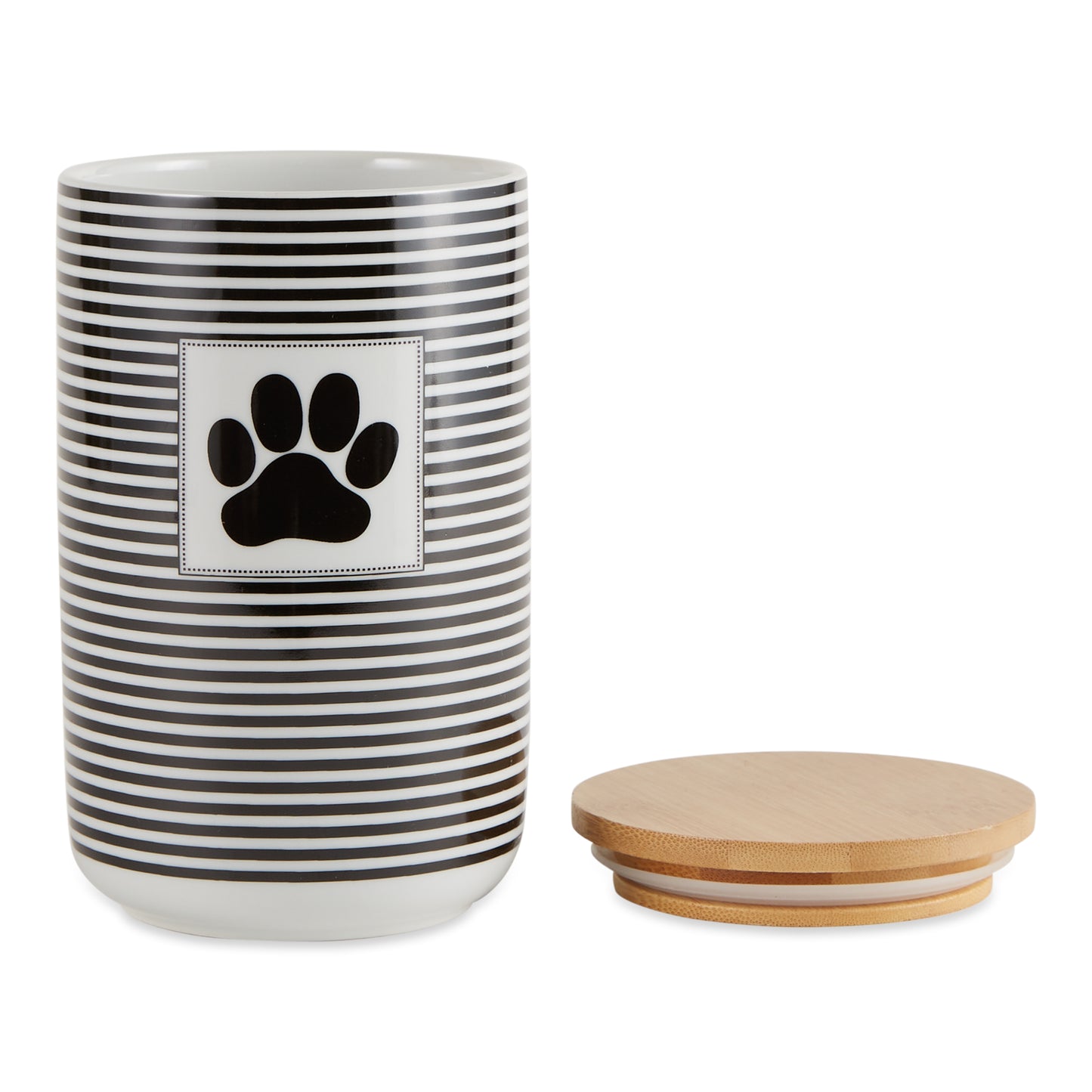 Black Striped Paw Patch Pet Treat Canister, 4.5 Cup Capacity