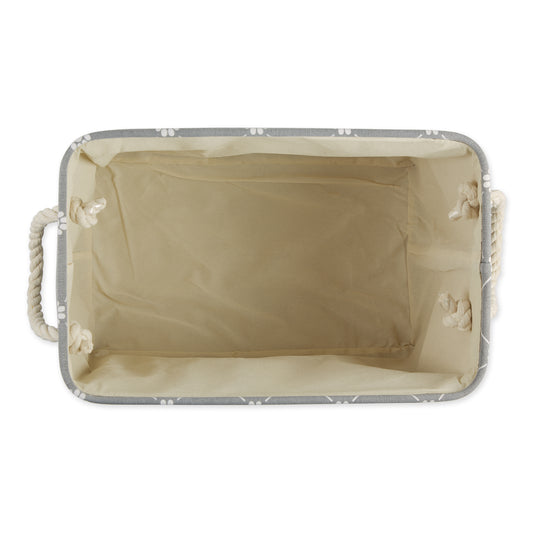 Bone Dry Collapsible Pet Storage Bin, Trellis Paw Print, Gray, Large - 17.5x12x15"