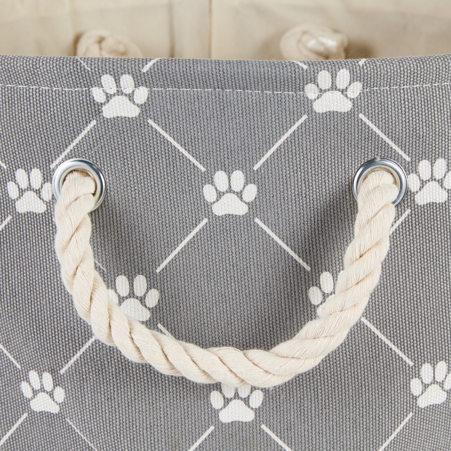 Collapsible Pet Storage Collapsible Bin, Trellis Paw Print, Gray, Medium Round - 15x12"
