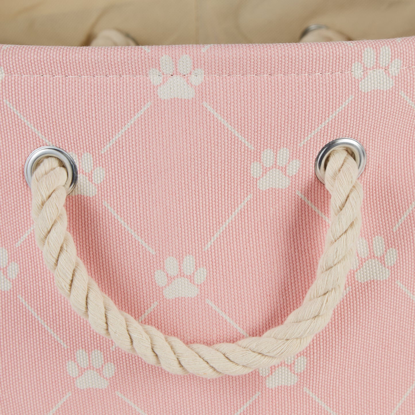 Collapsible Pet Storage Bin, Trellis Paw Print, Pink, Small - 14x8x9"