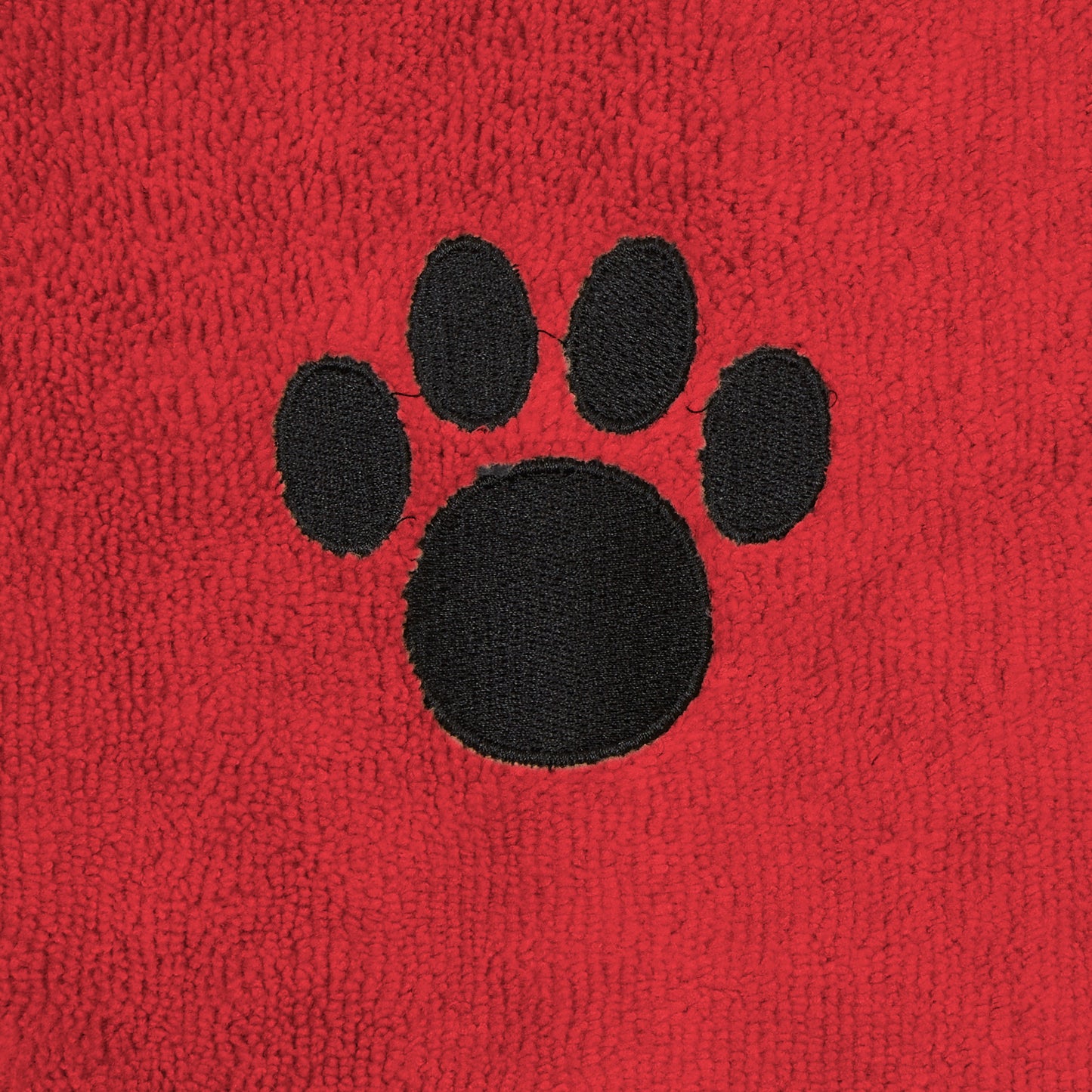 Bone Dry Terry Microfiber Pet Robe, Embroidered Paw Print - Red - Medium, 20-35 Lbs