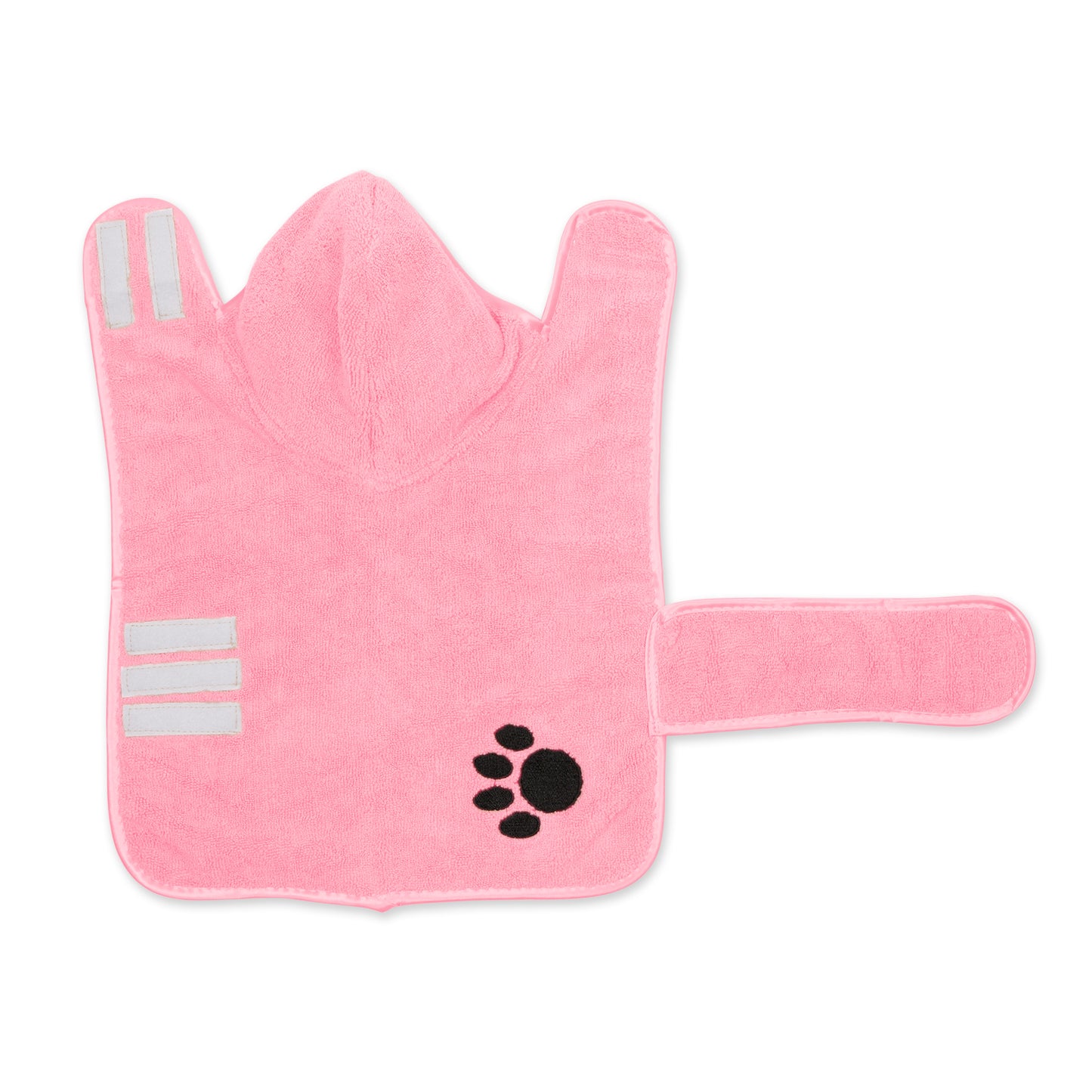 Bone Dry Terry Microfiber Pet Robe, Embroidered Paw Print - Pink - Small, 10-20 Lbs