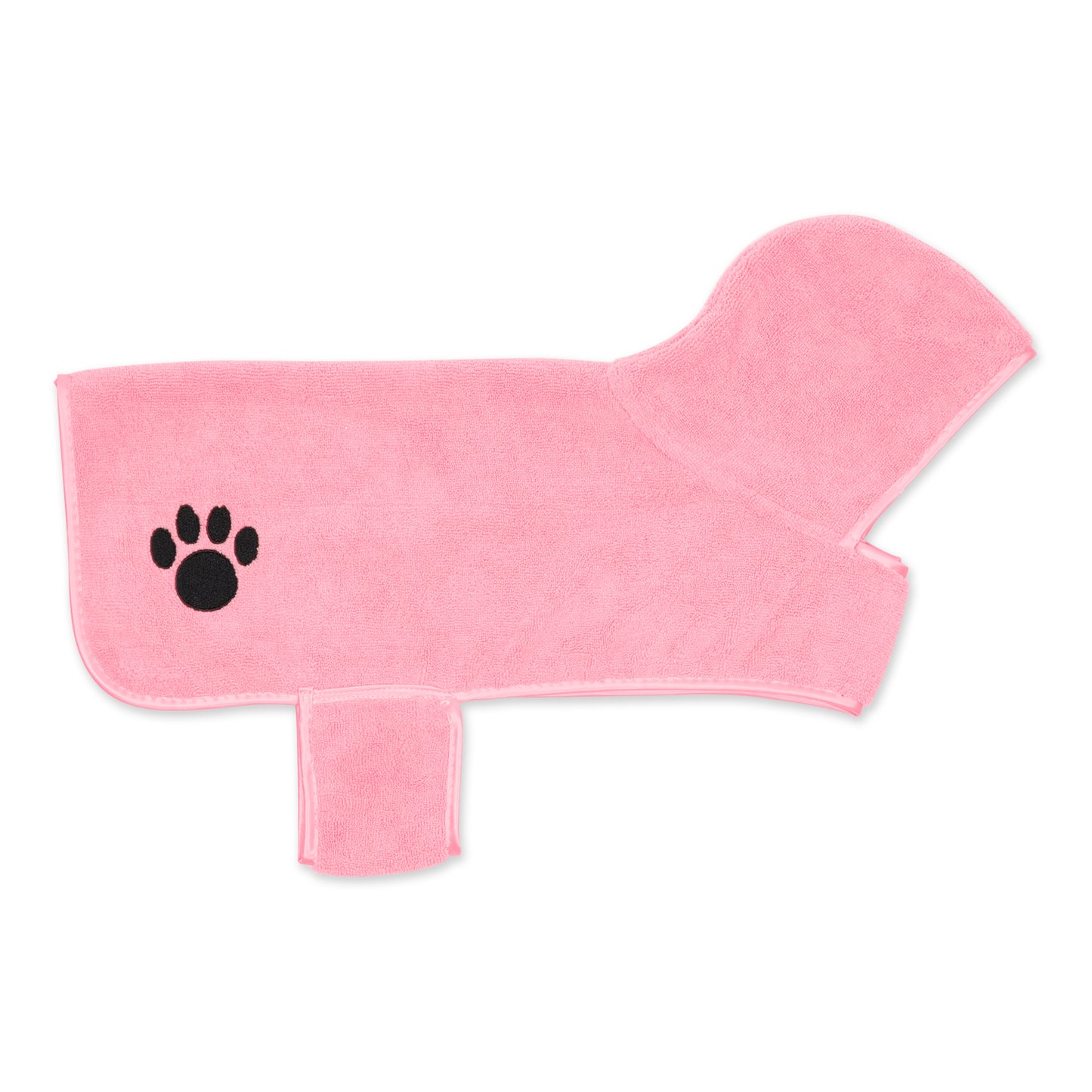 Bone Dry Terry Microfiber Pet Robe, Embroidered Paw Print - Pink - Medium, 20-35 Lbs