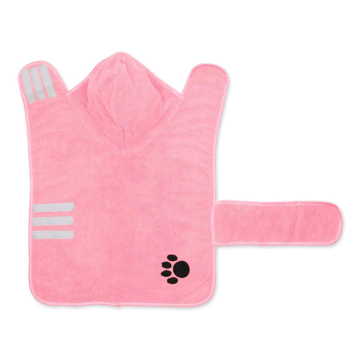 Bone Dry Terry Microfiber Pet Robe, Embroidered Paw Print - Pink - Medium, 20-35 Lbs