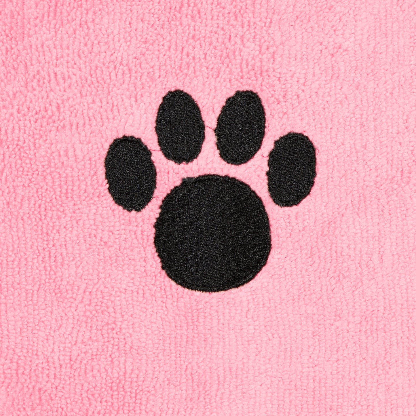 Bone Dry Terry Microfiber Pet Robe, Embroidered Paw Print - Pink - Medium, 20-35 Lbs