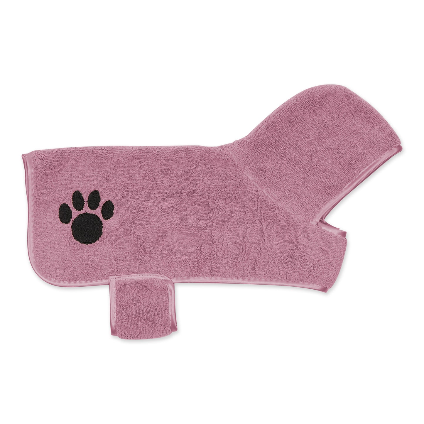 Bone Dry Terry Microfiber Pet Robe, Embroidered Paw Print - Rose - Small, 10-20 lbs