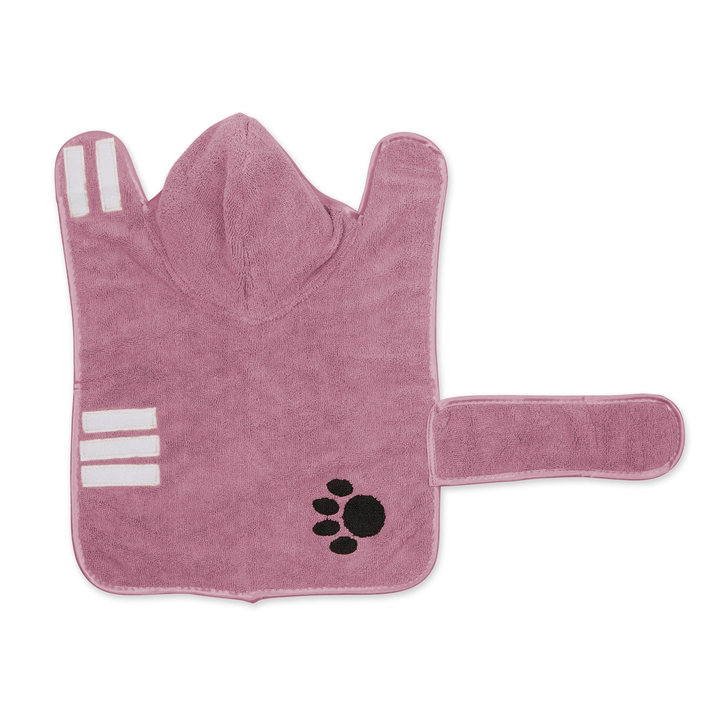 Bone Dry Terry Microfiber Pet Robe, Embroidered Paw Print - Rose - Small, 10-20 lbs