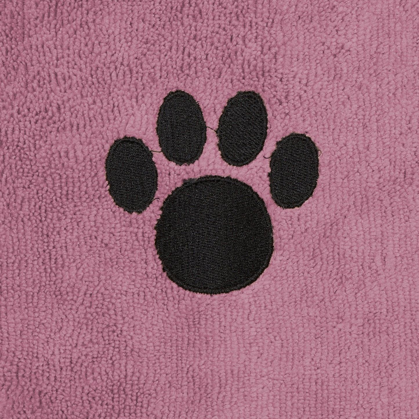 Bone Dry Terry Microfiber Pet Robe, Embroidered Paw Print - Rose - Small, 10-20 lbs