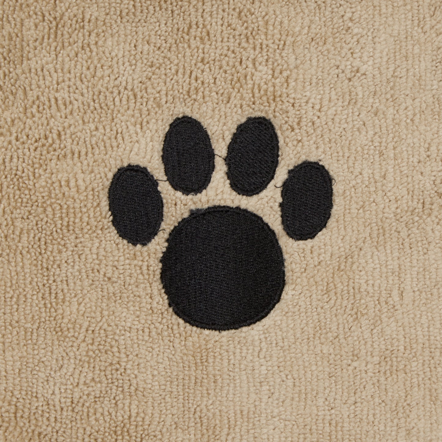 Bone Dry Terry Microfiber Pet Robe, Embroidered Paw Print - Taupe - X-Small, up to 10 Lbs
