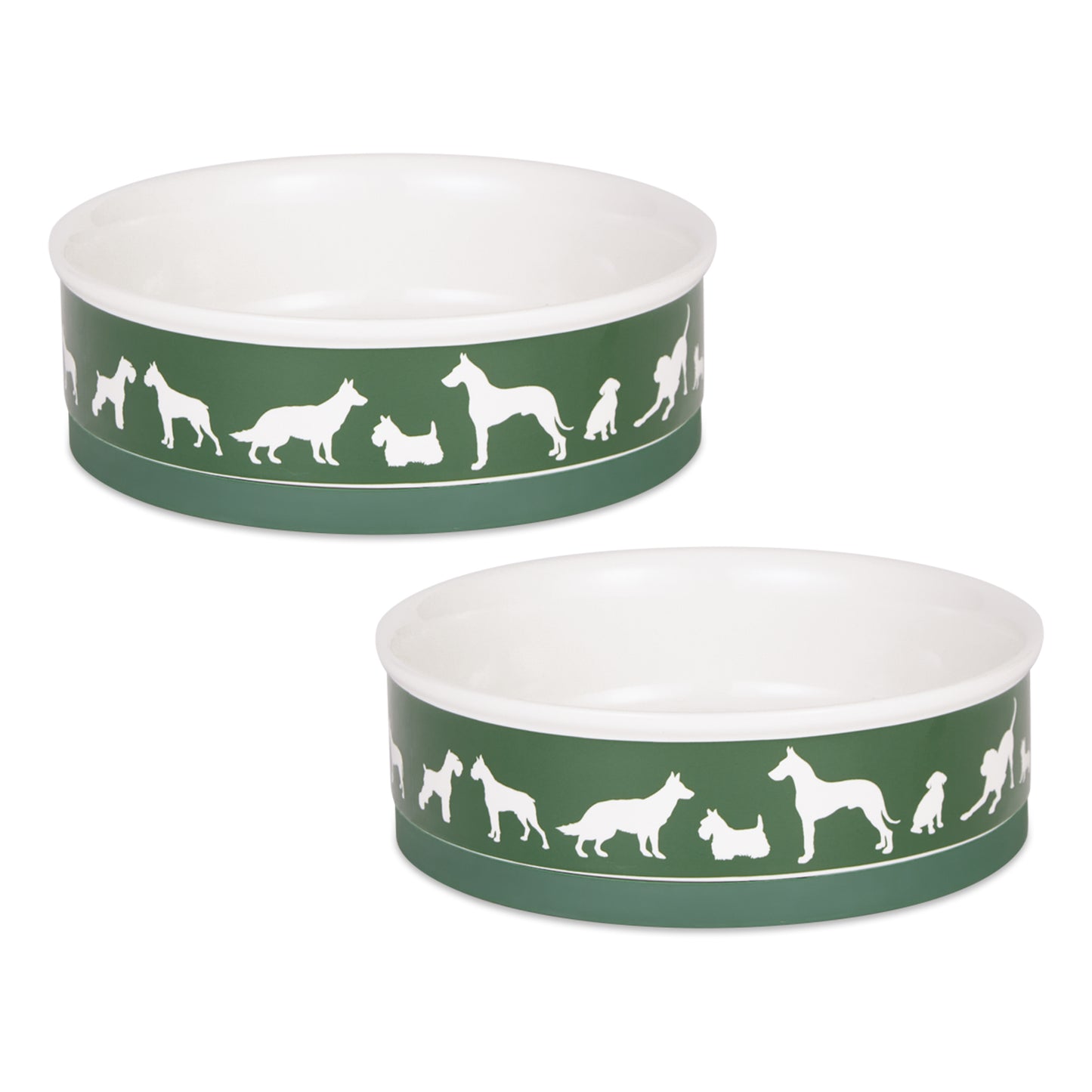 Hunter Green Dog Show Pet Bowl Set/2, Large 3.75 C. Capacity
