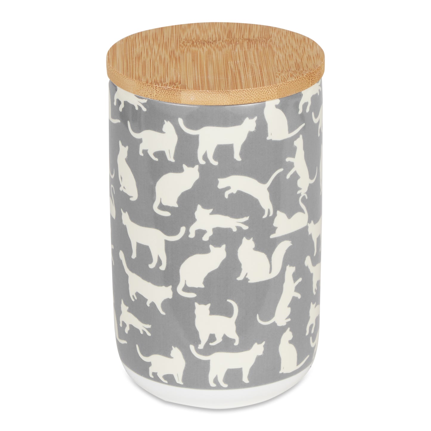 Gray Cat's Meow Pet Treat Canister 4 Cup Capacity