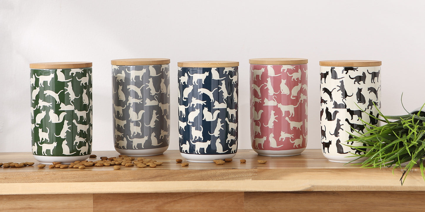 Cats Meow Ceramic Gray Treat Canister