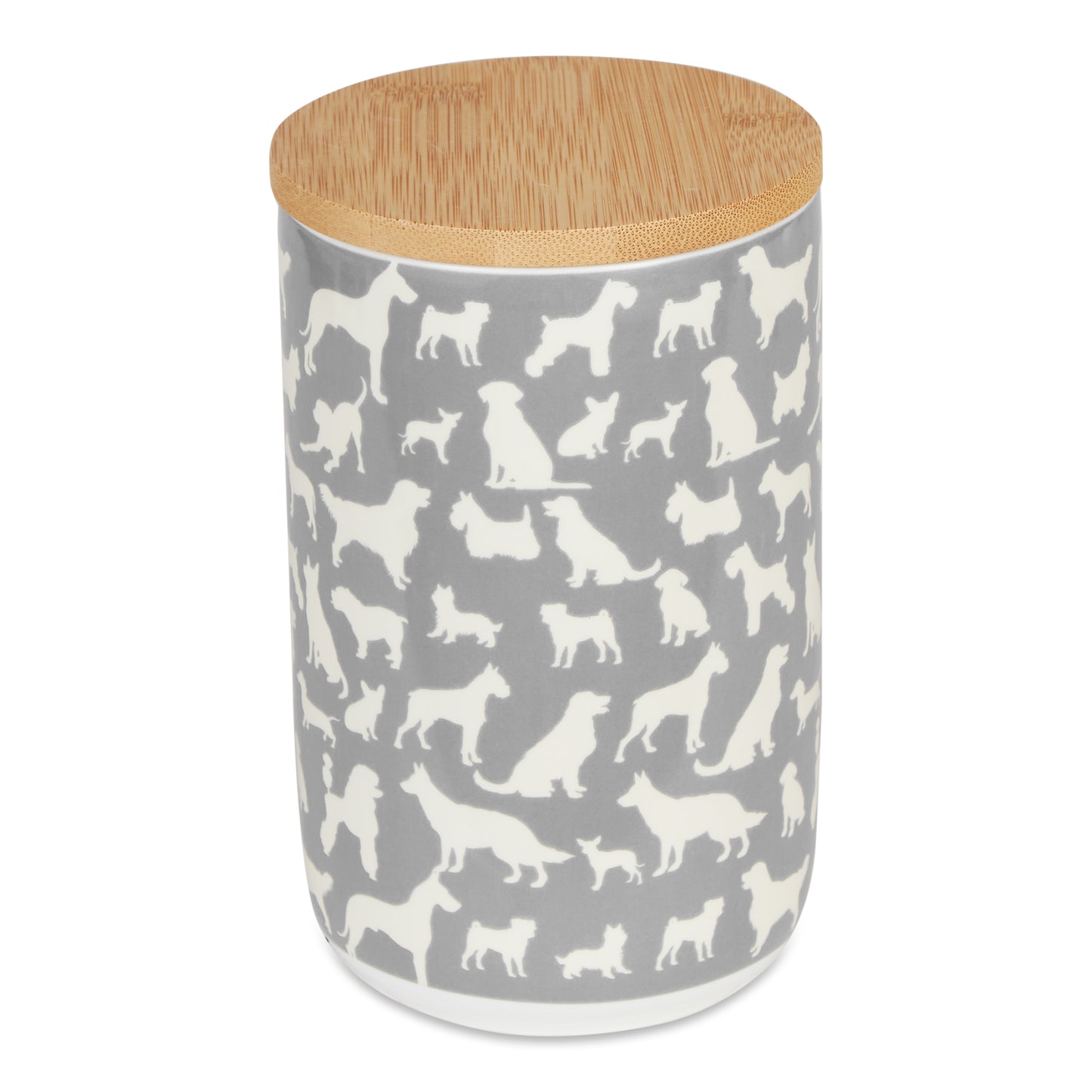Gray Dog Show Pet Treat Canister 4 Cup Capacity