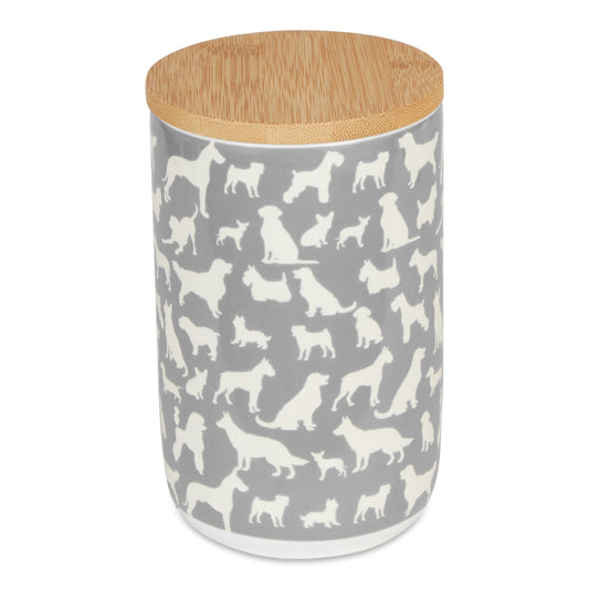 Gray Dog Show Pet Treat Canister 4 Cup Capacity