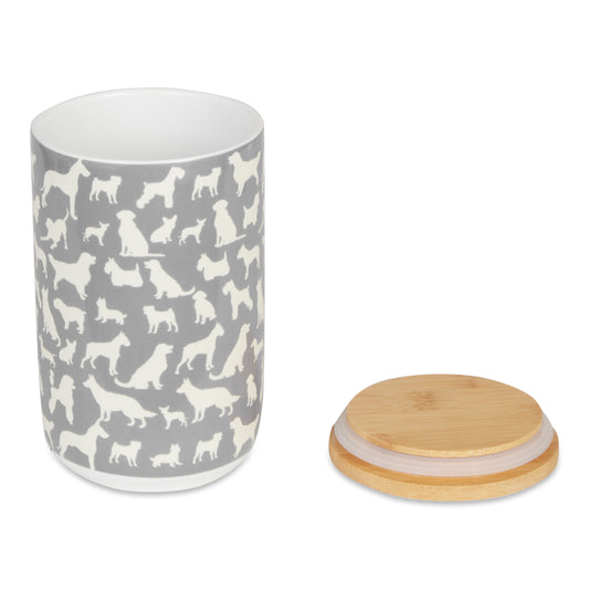 Gray Dog Show Pet Treat Canister 4 Cup Capacity