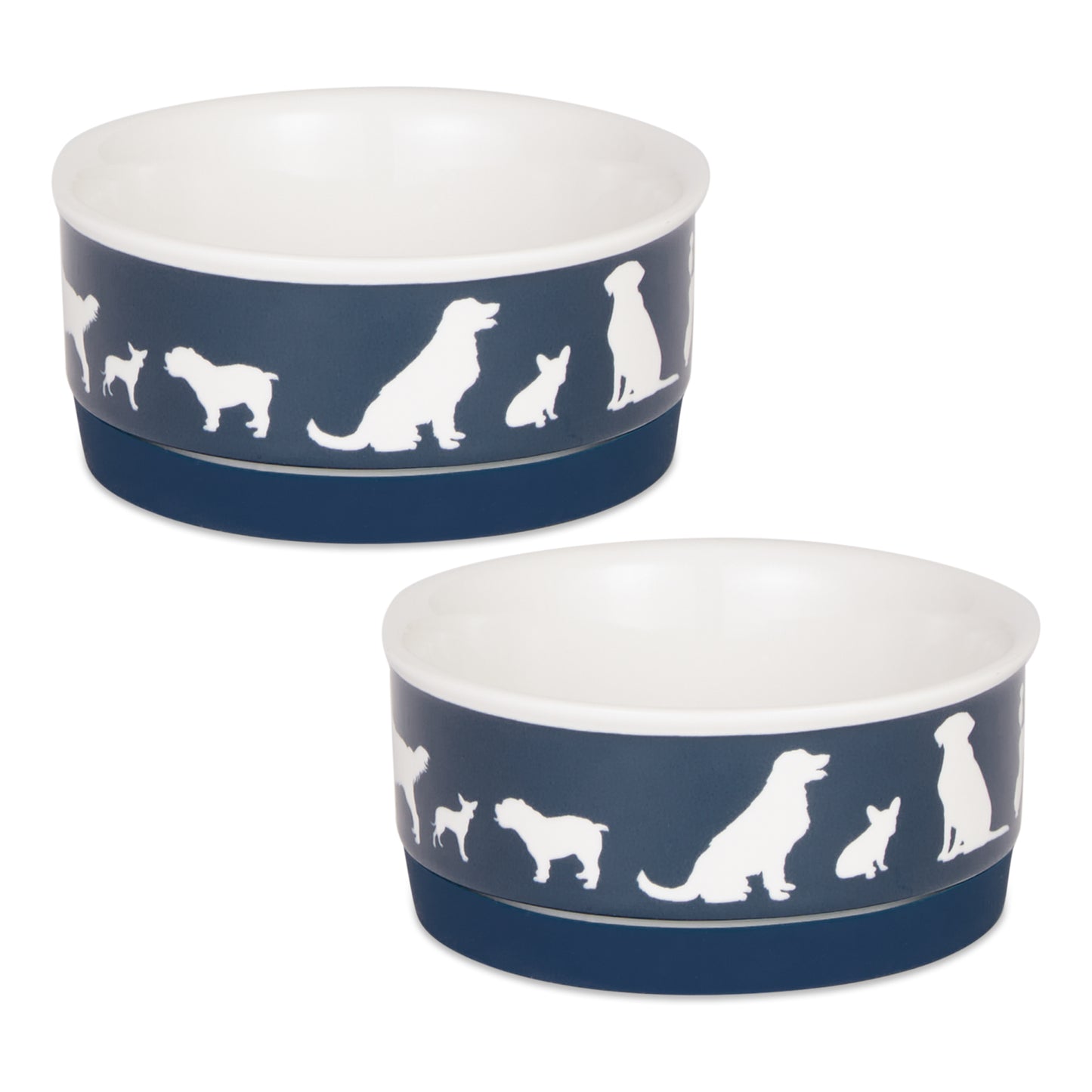 Navy Dog Show Pet Bowl Set/2, Small - 3/4 C Capacity