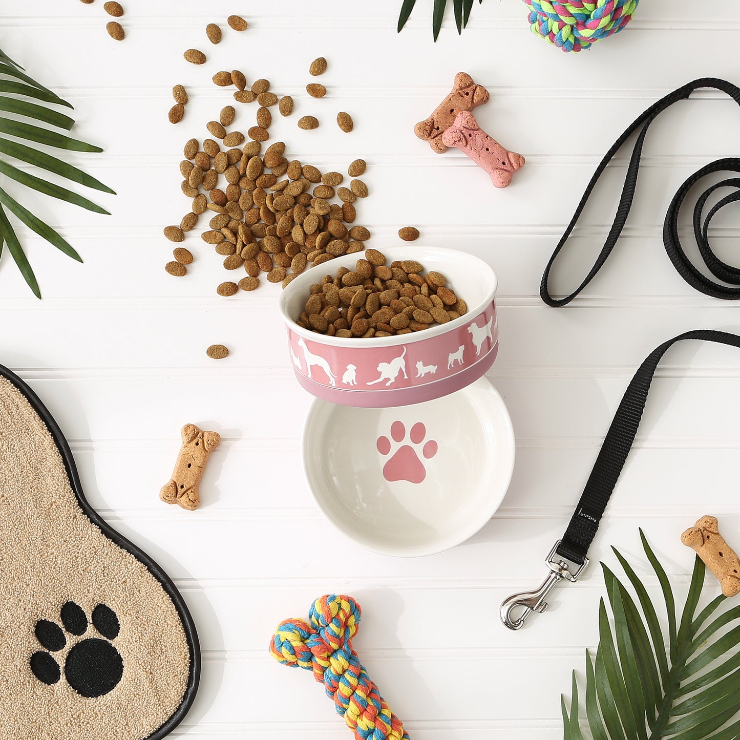 Rose Dog Show Pet Bowl Set/2, Medium - 1.5 C. Capacity