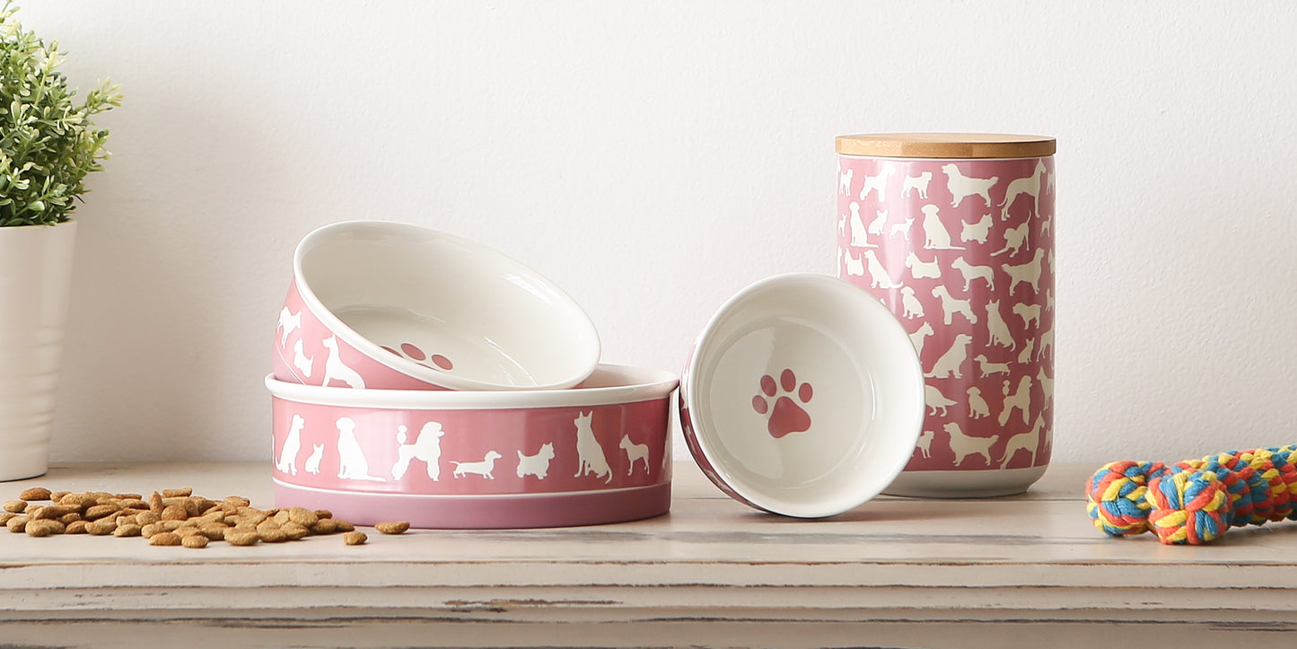 Rose Dog Show Pet Bowl Set/2, Medium - 1.5 C. Capacity