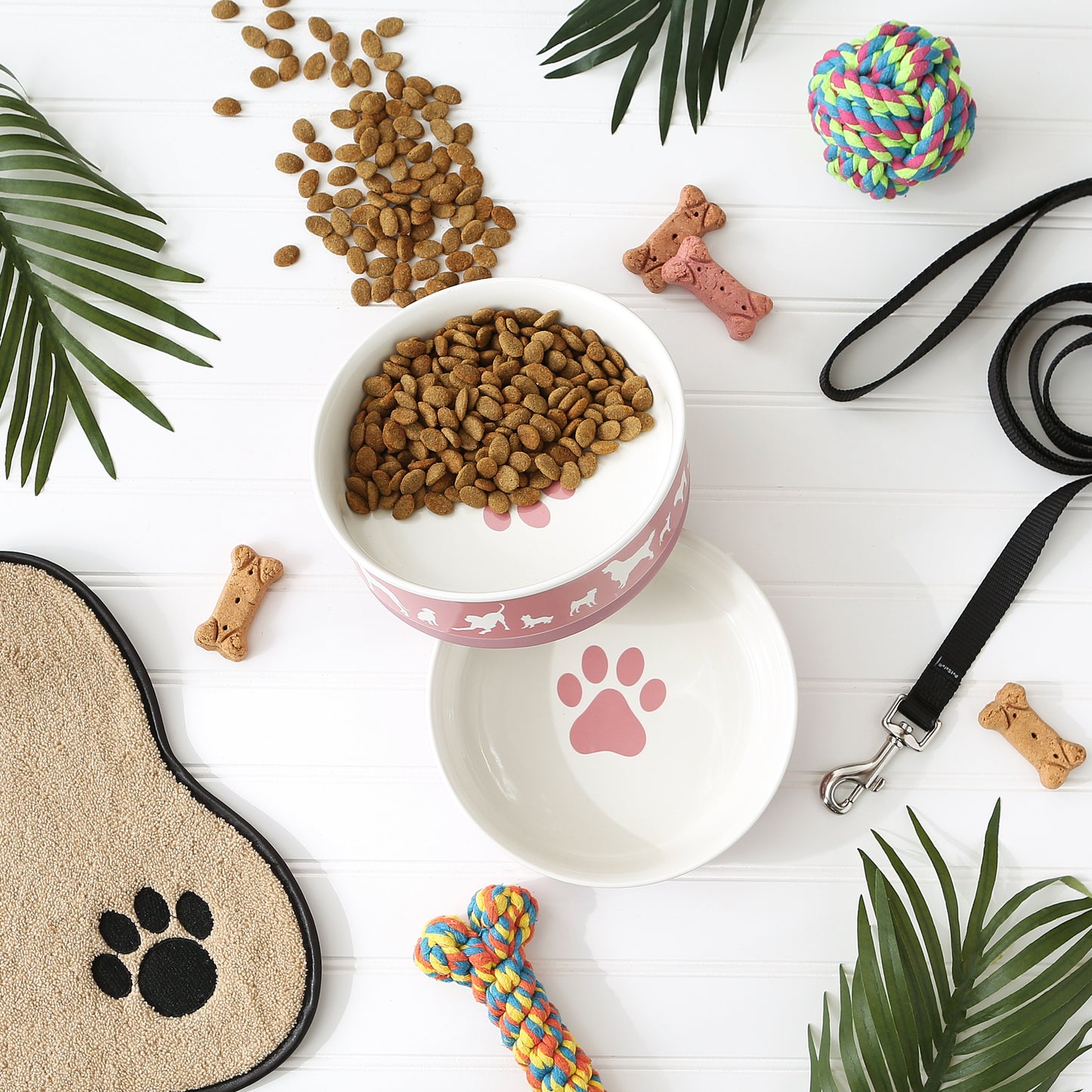 Rose Dog Show Pet Bowl Set/2, Large 3.75 C. Capacity