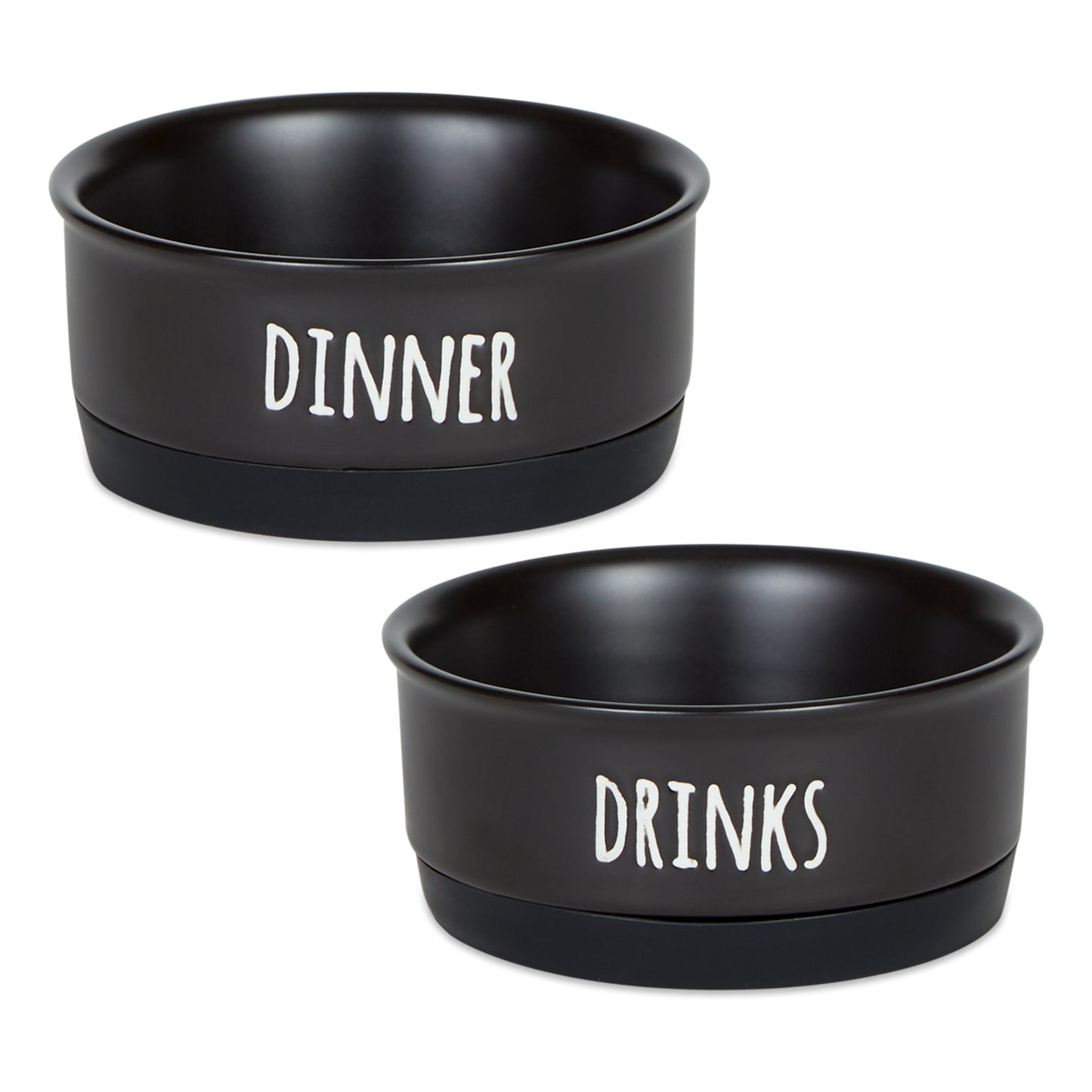 Black Dinner Drinks & Dessert Pet Bowl Set/2, Small - 3/4 C. Capacity