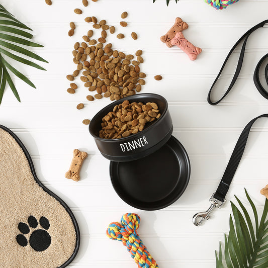 Black Dinner Drinks & Dessert Pet Bowl Set of 2, Medium - 1.5 C. Capacity